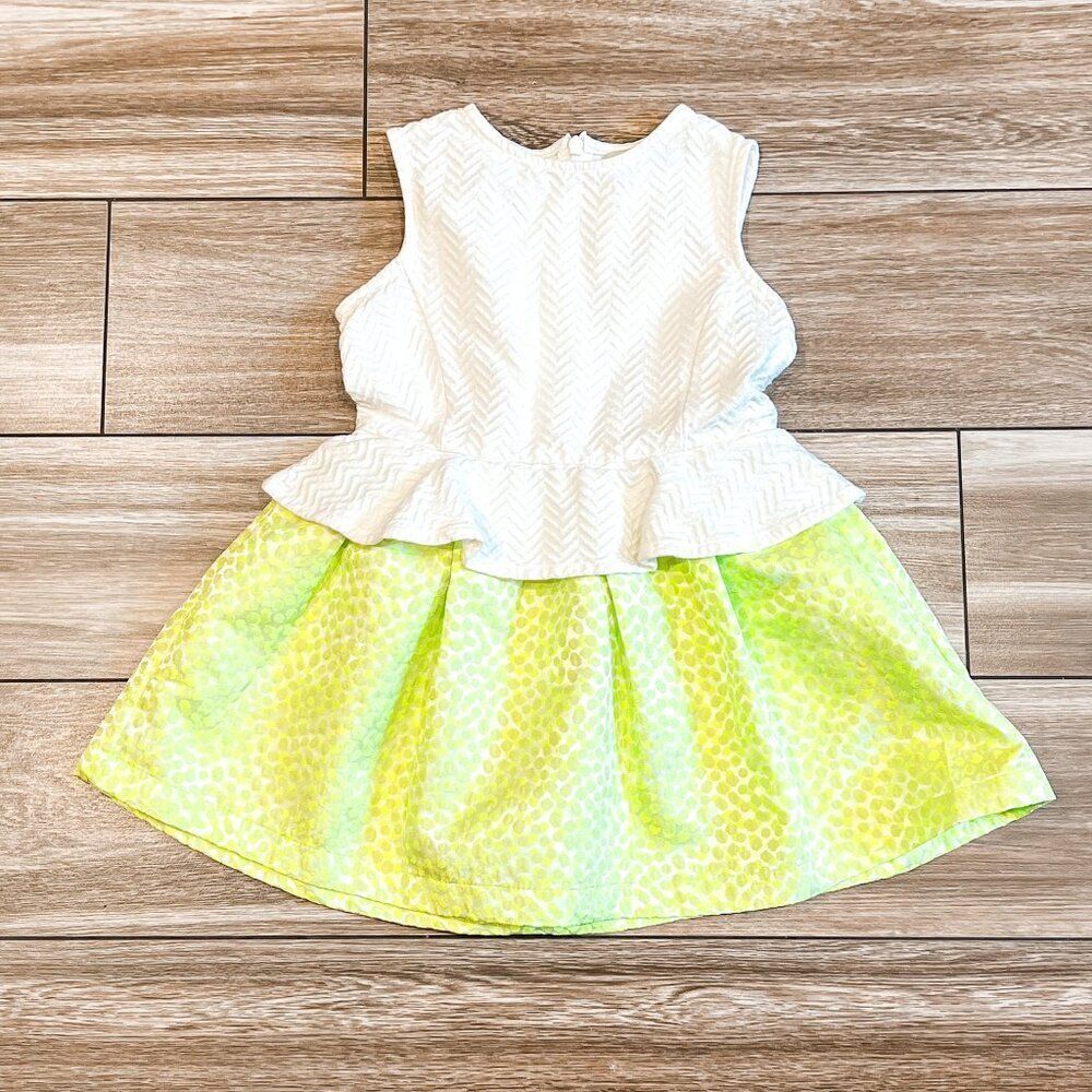 Gingersnaps Girls Dress White Chevron Top and Neon Spotted Bottom Size 4